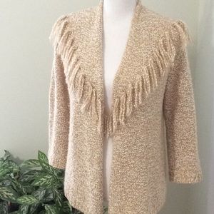 🐌 Alfred Dunner Fun fringed open front sweater PS